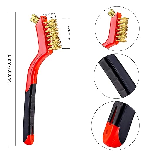 Wire Scratch Brush Set Soft Grip for Rust, Dirt & Paint Scrubbing with Deep Cleaning (18, 18PCS - Brass Wire)-Ruum Studio Home