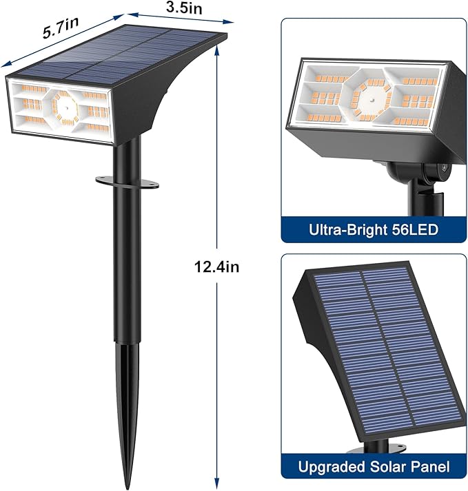 Solar Spot Lights Outdoor, 6 Pack Outdoor Solar Lights for Yard Waterproof, 4 Lighting Modes Solar Landscape Spotlights, Auto On/Off Solar Powered Flood Lights Garden Pathway (Warm White)-Ruum Studio Home