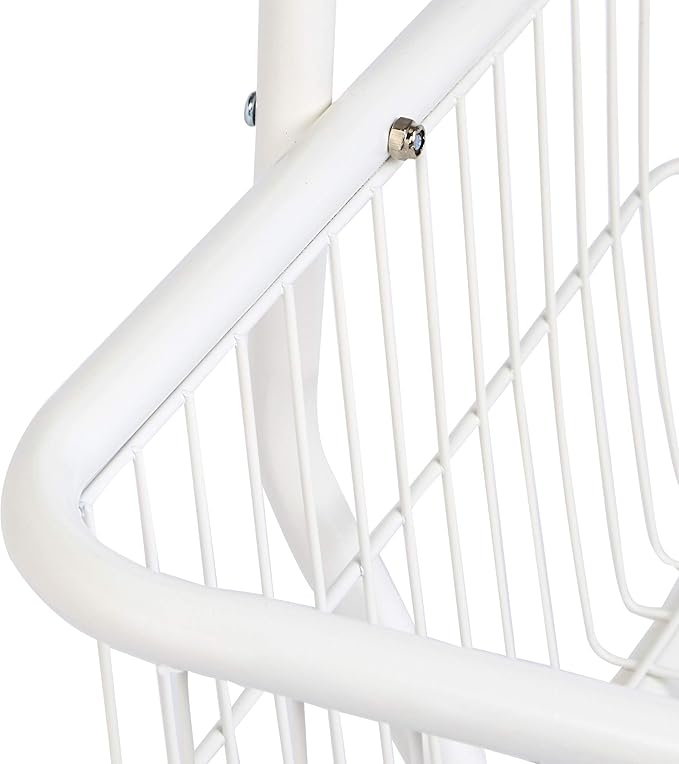 Amazon Basics Rectangular Laundry Hamper Basket Butler Cart with Wheels and Hanging Rack, White-Ruum Studio Home