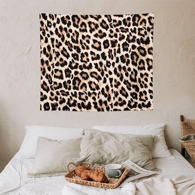 HZOHNAGO Leopard Print Tapestry Rustic Brown Leopard Wild Animal Printed Wall Tapestry Painting Wall Hanging for Bedroom Living Room Dorm 60" W x 50" H-Ruum Studio Home