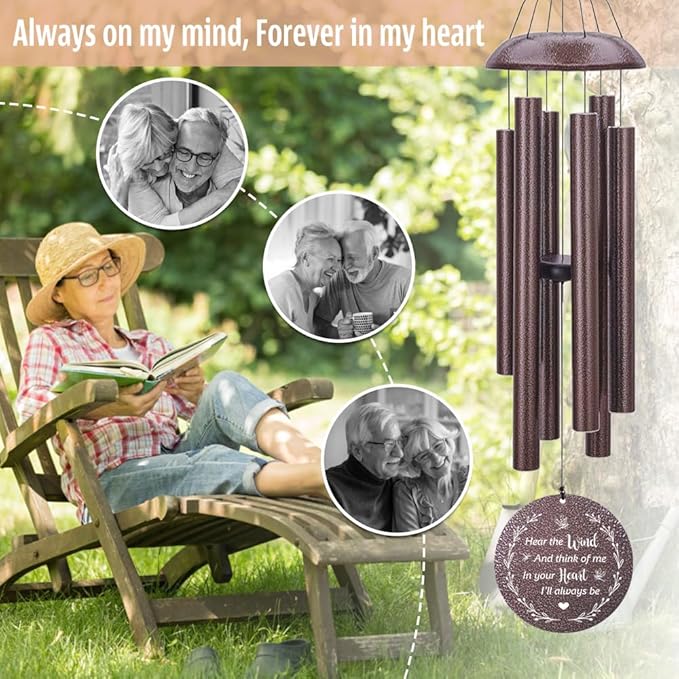 Personalized Wind Chimes, Wind Chimes for Loss of Loved Father/Mother/Lover, Commemorative Sympathy Bereavement Gifts for Condolences/Funeral (36 inch)-Ruum Studio Home