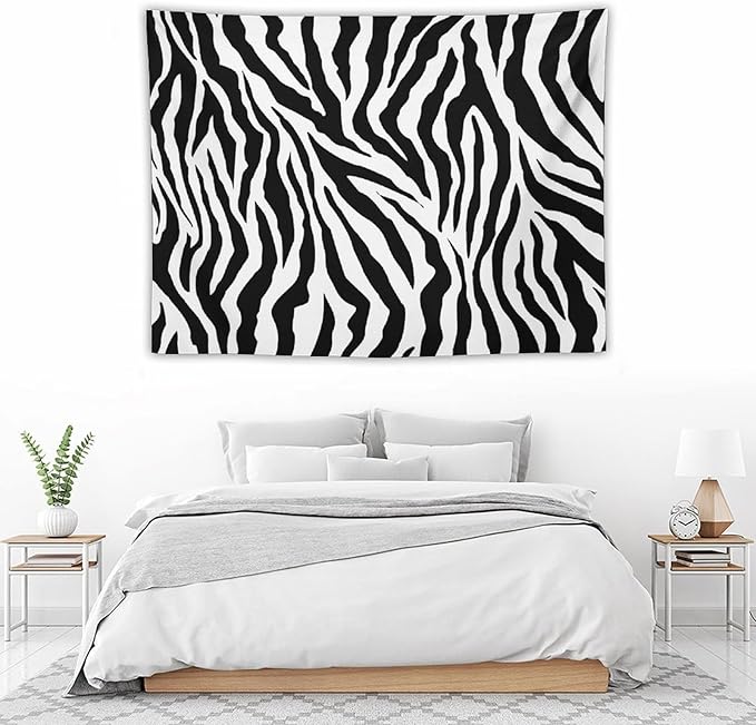 HZOHNAGO Zebra Print Tapestry Nature Wild Animals Black and White Stripe Printed Wall Tapestry Painting Wall Hanging for Bedroom Living Room Dorm 40" W x 30" H-Ruum Studio Home