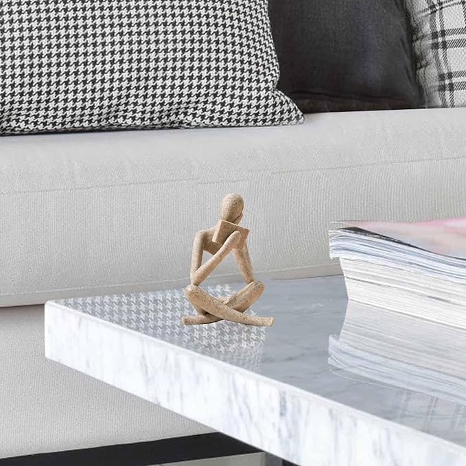 Bookshelf Decor Thinker Statue - Abstract Style Thinker Sculptures Modern Aesthetic Figurine Decoration Statues for Home Decor-Right Thinking-Sandstone-Ruum Studio Home