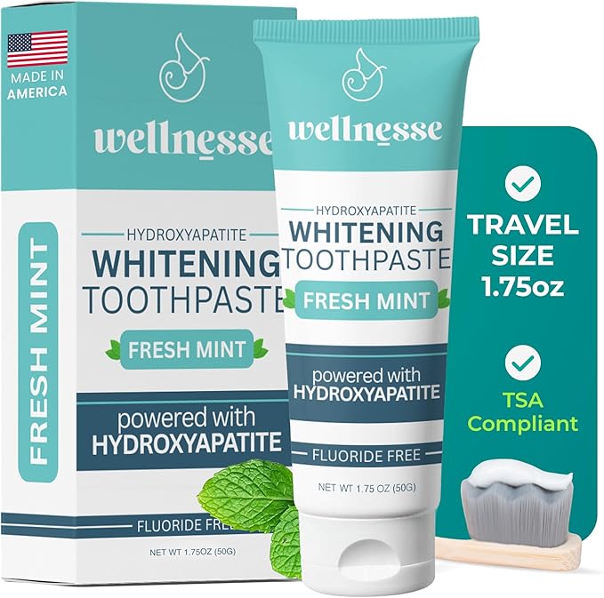 Wellnesse Hydroxyapatite Toothpaste – Fluoride Free for Sensitive Gums – Anti-Plaque, Remineralizing, Enamel Protection & Natural Whitening Toothpaste for Adults – Fresh Mint Flavor – 1.75 oz-Ruum Studio Home