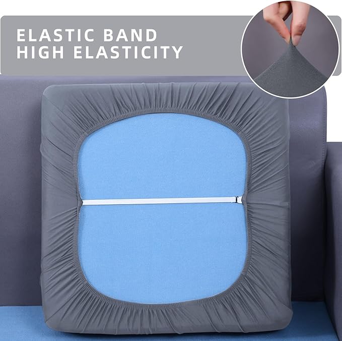 hyha Waterproof Couch Cushion Covers, Stretch Sofa Couch Seat Slipcover for Dog Washable, Non-Slip Waterproof Outdoor Cushion Covers for Patio Furniture Replacement (2 Pieces, Dark Grey)-Ruum Studio Home