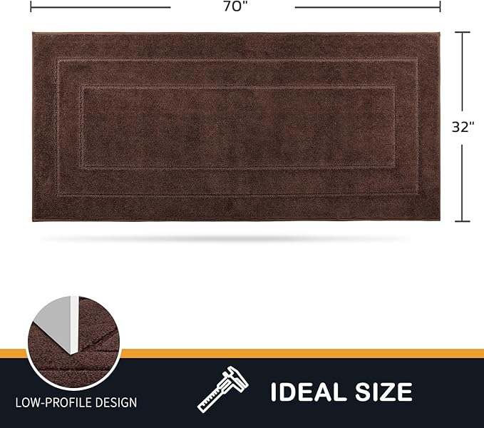 PURRUGS Dirt Trapping Door Mat 32" x 70", Non-Slip/Skid Machine Washable Entryway Rug, Dog Doormat, Super Absorbent Welcome Mat for Muddy Wet Shoes and Paws, Brown-Ruum Studio Home