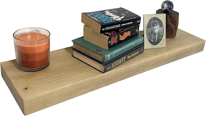 joelsantiques 24 Inch Wooden Floating Shelves for Wall - 24x6x2 in - Made of Natural Wood - Short Heavy Duty Rustic Wall Shelves for Bedroom - Perfect for Bathroom, Kitchen - Natural-Ruum Studio Home