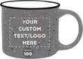 DISCOUNT PROMOS Custom Ceramic Campfire Coffee Mugs 13 oz. Set of 100, Personalized Bulk Pack - Perfect for Tea, Espresso, Cappuccino, Hot Cocoa - Grey-Ruum Studio Home