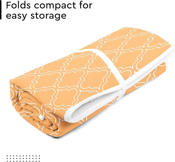 Encasa XO Ironing Mat/Pad (Large 48"x28") with 3mm Padding & Silicone Iron Rest for Steam Pressing on Tabletop or Bed - Heat Resistant, Portable, Quilting & Travel Blanket - Peach Tiles-Ruum Studio Home