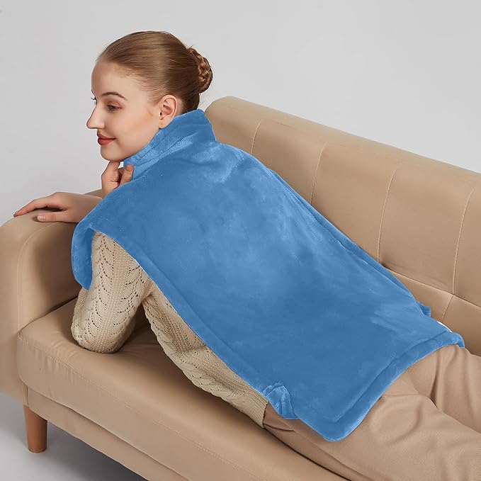 26" x 35" Flannel Neck&Shoulder&Back Heating Pad with 12 Temperature Settings& Countdown Timer,Pain Relief for Back/Neck/Shoulders/Menstrual Pain, Christmas Gifts for Women Men Mom Dad(Light Blue)-Ruum Studio Home
