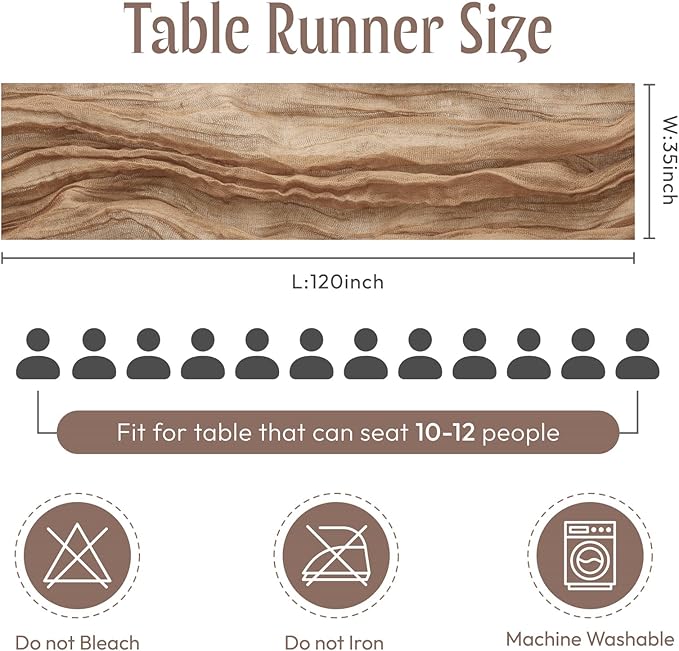 Sioloc Nude Cheesecloth Table Runner Fall Autumn Decor for Home 10ft Table Cloth for Tea Wedding Birthday Party Baby Bridal Shower Halloween Thanksgiving-Ruum Studio Home