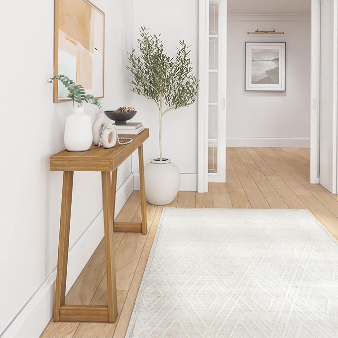 Plank+Beam Solid Wood Console Table, 46.25 Inch, Sofa Table, Narrow Entryway Table for Hallway, Behind The Couch, Living Room, Foyer, Easy Assembly, Pecan-Ruum Studio Home