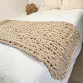 Chunky Knit Blanket Throw 48"x71", Chenille Throw Blankets, Handmade Warm & Cozy Blanket Couch Bed Home Decor, Soft Breathable Fleece Banket, Christmas for Couch Bed Sofa Best Gift (Tan)-Ruum Studio Home