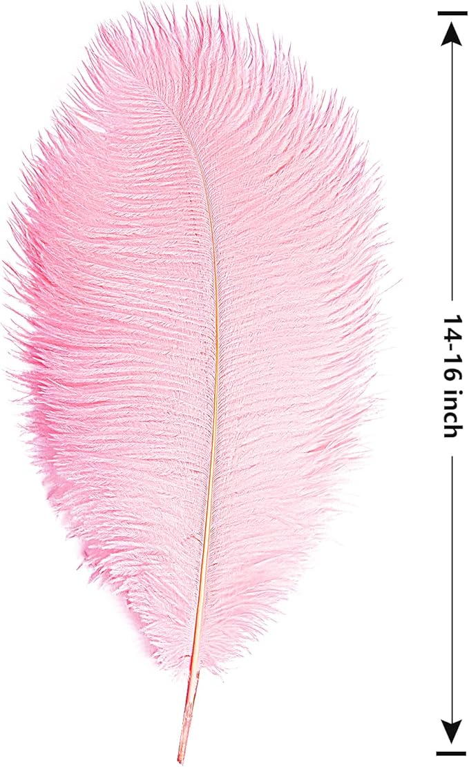 THARAHT 12PCS Ostrich Feathers Natural Bulk 14-16Inch(35-40cm) for Wedding Party Centerpieces Easter Gatsby Flower Arrangement and Home Decorate Ostrich Feathers,Pink-Ruum Studio Home