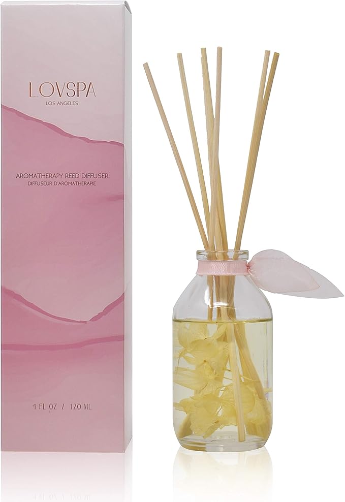LOVSPA Reed Diffuser Set, Soothe Tahitian Vanilla Bean Scented Oil Diffuser with Sticks, Home Fragrance Accessories for Bathroom Shelf Decor, Aroma Diffusers for Home or Office Fall Decor, USA Made-Ruum Studio Home