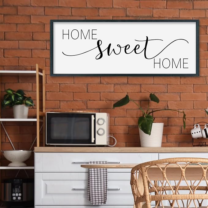 SRSZHIYUE Home Sweet Home Sign 32"x12" for Farmhouse Rustic Large Family Living Room Over Couch Modern Horizontal Wall Decor, Wood Framed Plaques Art Decorative (Black)-Ruum Studio Home
