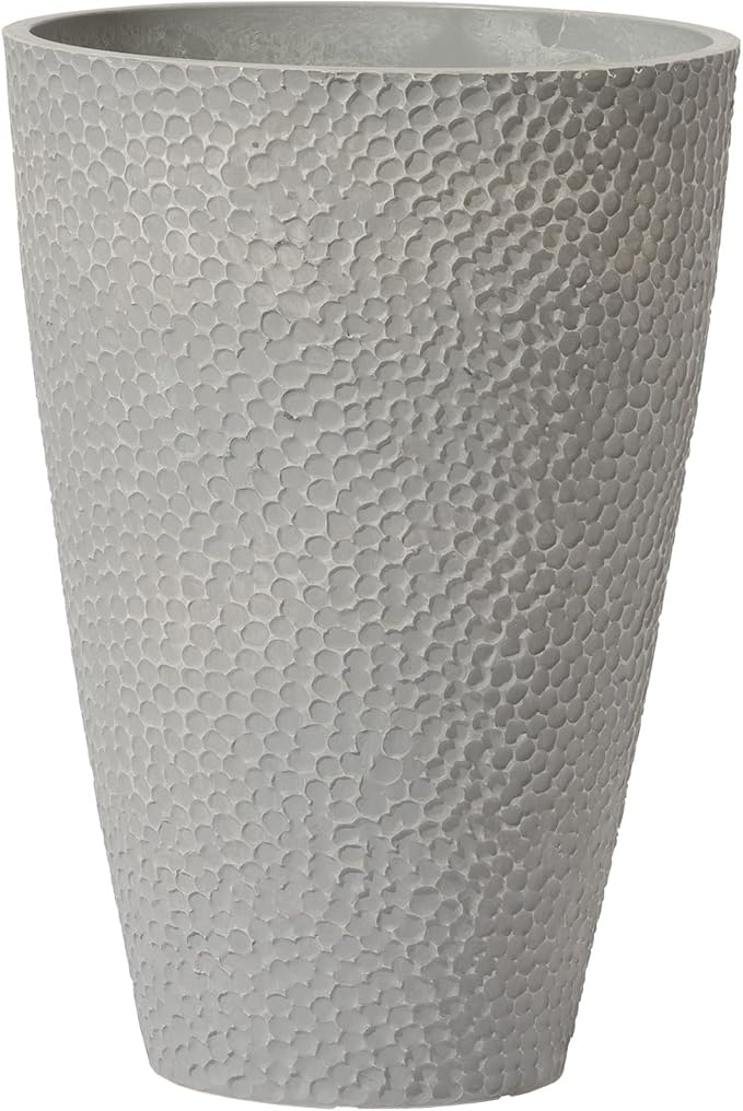 LA JOLIE MUSE 20 inch Tall Planters, Tall Round Planters for Indoor/Outdoor Plants, Grey Flower Pots for Front Door,Patio and Deck,Honeycomb-Ruum Studio Home