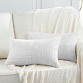 Fancy Homi 2 Packs White Lumbar Decorative Throw Pillow Covers 12x20 Inch for Living Room Couch Bed Sofa, Rustic Farmhouse Boho Home Decor, Soft Striped Corduroy Rectangle Accent Cushion Case 30x50 cm-Ruum Studio Home