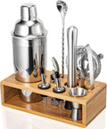 Cocktail Shaker Set, Mixology Bartender Kit 10-Piece Bar Tool Set with Stylish Bamboo Stand, Bar kit: Matini Shaker Mixing Spoon Muddler Jigger Cocksrew for Barware Set-Ruum Studio Home