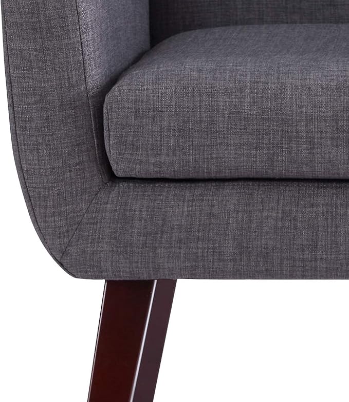 HUIMO Accent Chairs Set of 4, Upholstered Button Tufted Armchair, Linen Fabric Sofa Chairs for Bedroom, Living Room, Mid Century Modern Comfy Reading Chair (4, Grey)-Ruum Studio Home