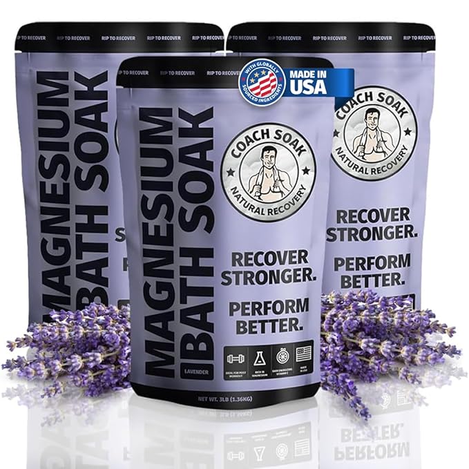 3 Pack Bundle: Coach Soak Recovery Bath Soak, Epsom Salt Bulk - Bath Salts Bulk, 3 Pack Bundle - Total of 9 Pounds (Lavender)-Ruum Studio Home