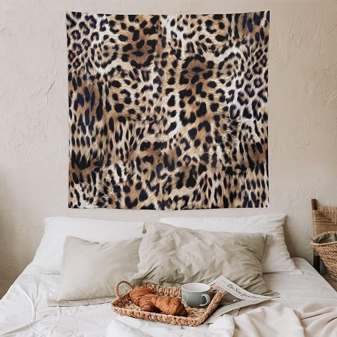 HZOHNAGO Leopard Print Tapestry Nature Wildlife Vintage Cheetah Fur Spot Animal Skin Wild Animals Spots Printed Wall Tapestry Painting Wall Hanging for Bedroom Living Room Dorm 60" W x 60" H-Ruum Studio Home
