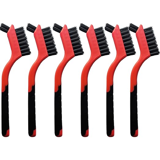 6-Pack Nylon Cleaning Brushes - Non-Scratch Nylon Bristles for Delicate Surfaces & Daily Cleaning | Ergonomic Grip with Mini Head & Hanging Hole-Ruum Studio Home