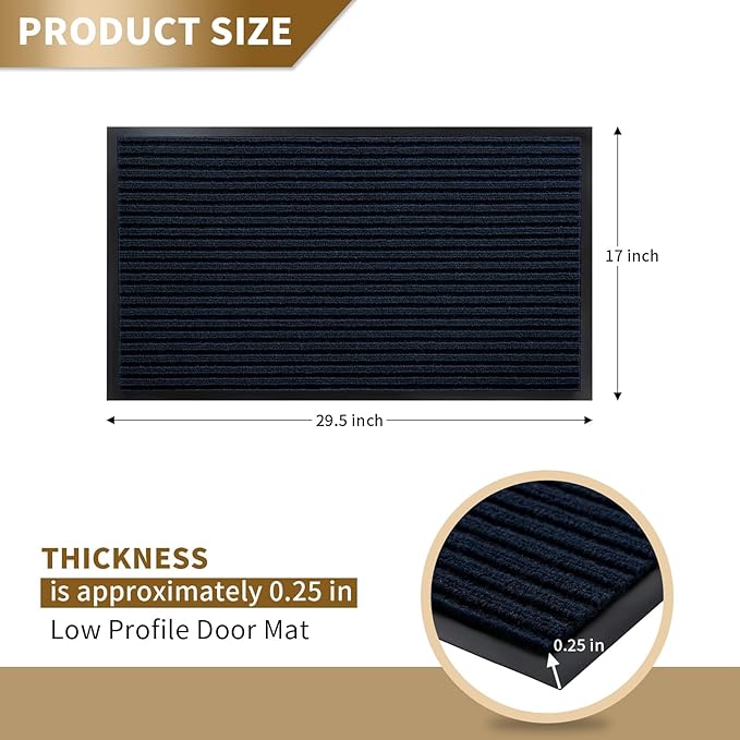 Yimobra Front Door Mat Outdoor Indoor Entrance, 100% Waterproof All-Season All Weather Doormat, Welcome Matt Outside Entry, Non Slip, Low Profile, Heavy Duty Patio Porch Floor Mats,29.5 x 17,Navy Blue-Ruum Studio Home