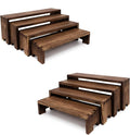 Large Display Wood Risers Wooden Stand 8 Tier Wood Racks Decorative Rectangular, 2 Set 8 Pieces Cupcake Stands Cologne Perfume Organizer Showcase Items(Brown)-Ruum Studio Home