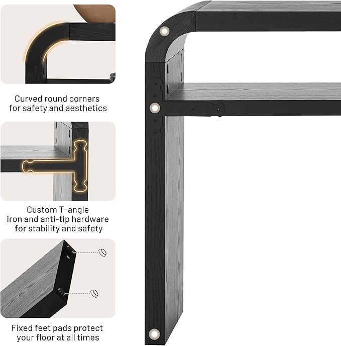 BECHAEO 59-Inch Long Console Table, 2-Tier Thickened Narrow Entryway Table, Farmhouse Console Tables Behind Couch, Retro Industrial Hallway Accent Tables for Living Room, Entrance-Ruum Studio Home