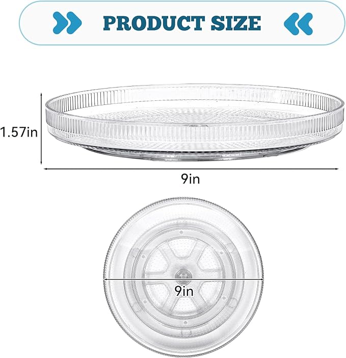 FreshKeeper Plastic Lazy Susan Organizer, Clear Pantry Shallow Lazy Susan Turntable for Cabinet and Kitchen 9’’-Ruum Studio Home