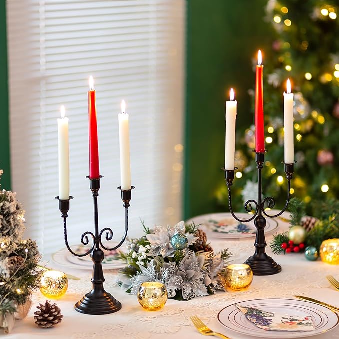 Sziqiqi Halloween Candle Holder Candelabra - Black Candle Stick Holders Pack of 2 Decorative Candleholders for Christmas Decoration-Ruum Studio Home
