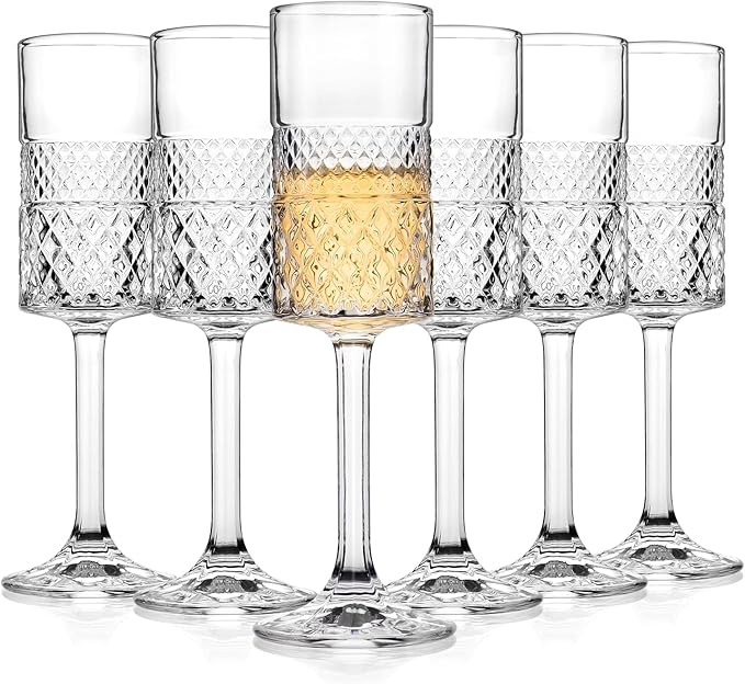 Champagne Flutes Set of 6, 7oz Square Champagne Glasses, Lead-Free Crystal Champagne Flute Glass, Unique Gift for Birthday, Wedding, Anniversary-Ruum Studio Home