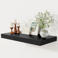12 Inch Deep Black Floating Shelves, 24 x 12 Floating Shelf for Books, Rustic Wood Deep Wall Shelves for Home Storage & Display, 2" Thicked Shelves for Kitchen, Living Room, Bedroom, 1 Pack-Ruum Studio Home