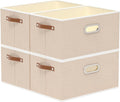 Yawinhe Collapsible Storage Box, Cube Storage Basket, Fabric Foldable Storage Bins Organizer Containers with Dual Leather Handles for Home Bedroom Closet Office,15.0 x 9.8 x 8.3 Inch, (Beige, 4-Pack)-Ruum Studio Home