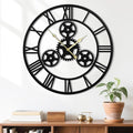 24inches/60cm Wall Clocks for Living Room Deco Non Ticking Silent Battery Operated Metal Modern Vintage Roman Numeral Oversized Gear Wall Clocks for Bedroom Kitchen Fireplace Office Farmhouse-Ruum Studio Home