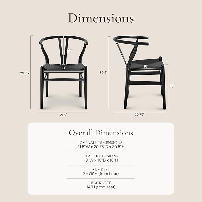 POLY & BARK Weave Chair Set of 2 in Pitch Black-Ruum Studio Home