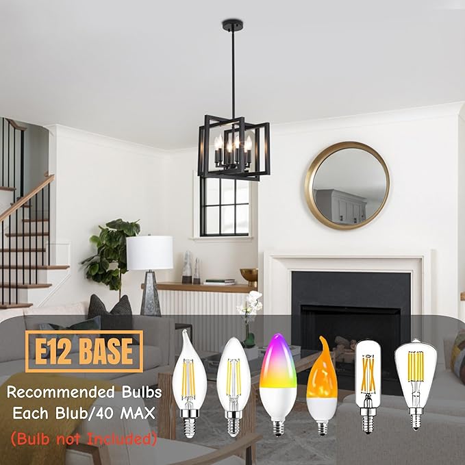 ANKYLHUA Black Chandelier,6-Lights Ceiling Light Fixture E12,Adjustable Hight Pendant Lights Kitchen Island,Chandeliers for Dining Room Bedroom,Entryway,Foyer-Ruum Studio Home