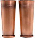 28in Tall Antique Copper Metal Vintage Planter Set of 2,Galvanized Steel Planter Pots for porches/Indoor/Outdoor/terraces Patio- Copper Color(2planters,2inner pots with Holes, 2trays)-Ruum Studio Home