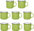 Set of 8 Ceramic Campfire Mugs – 15 Oz, Lime – Coffee & Tea Cups for Home, Work, Travel, Camping – Customizable, Great for DIY, Events, Companies-Ruum Studio Home