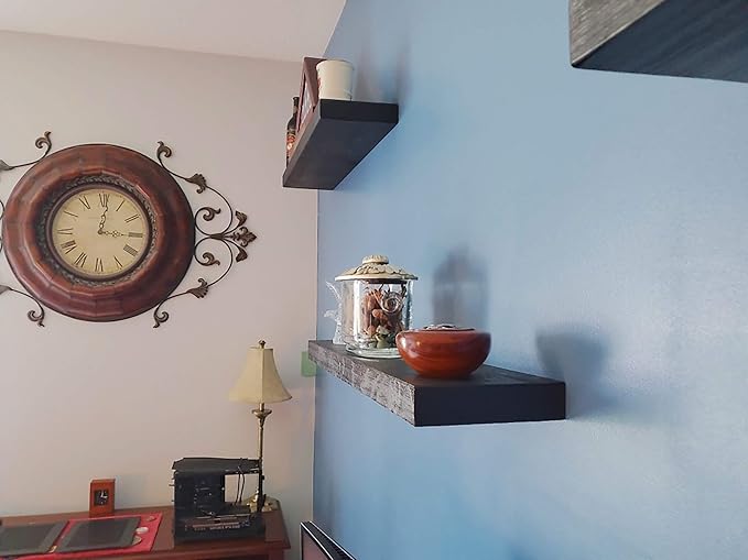 joelsantiques - 48 Inch Wooden Floating Shelves for Wall - 48x6x2 in - Made of Natural Wood - Long Heavy Duty Rustic Wall Shelves for Bedroom - Perfect for Living Room, Kitchen - Black-Ruum Studio Home