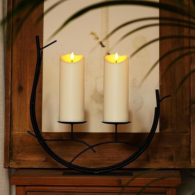 Homemory Outdoor Waterproof LED Candles, Battery Operated with Remote and Timers, Electric Fake Plastic Pillar Candles, Ivory White, Set of 2-Ruum Studio Home
