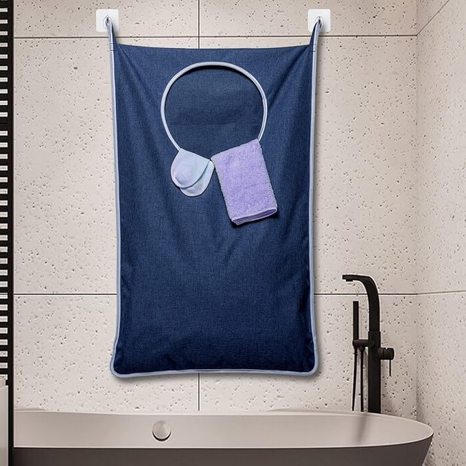 KEEPJOY XL Hanging Laundry Hamper Bag, Hanging Hamper with 2 Strong Hooks for Dirty clothes Door Hanging Laundry bag Large Size 36X22 inch (Blue-1Pack)-Ruum Studio Home