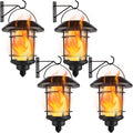 Dynaming 4 Pack Solar Flame Wall Lanterns Outdoor, Solar Powered Wall Mounted Sconce Lights, Flickering Flame LED Light Auto On/Off Hanging Lights, Waterproof for Garage Stair Patio Porch Yard-Ruum Studio Home