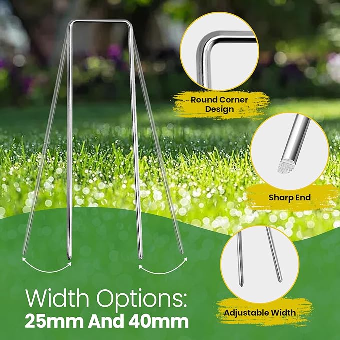 Landscape Staples 6 Inch 120 Pack, Garden Stakes Galvanized Garden Staples 11 Gauge, Plant Cover Stakes for Lawn Weed Barrier-Ruum Studio Home