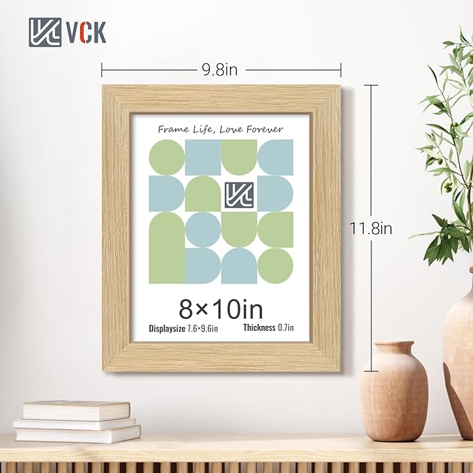 VCK 8x10 Oak Wood Frame for Picture, Natural Solid Wood Photo Frames 3 Pack, Wall Gallery Frame-Ruum Studio Home