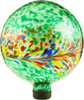 VOREEN 10-Inch Glass Gazing Ball, Outdoor Gazing Globe, Reflective Ball Yard Decoration for Homes, Patio, Lawn and Gardens, Gift for Mom Wife Friend, Phoenix Tail Design, Green-Ruum Studio Home