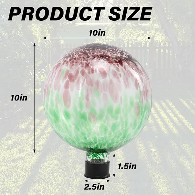 Gazing Ball 10 Inch Glass Reflective Garden Globe Outdoor Gazing Globe Sphere Yard Ornament for Garden Yard Home Outdoor Decoration Gift for Women (Green)-Ruum Studio Home