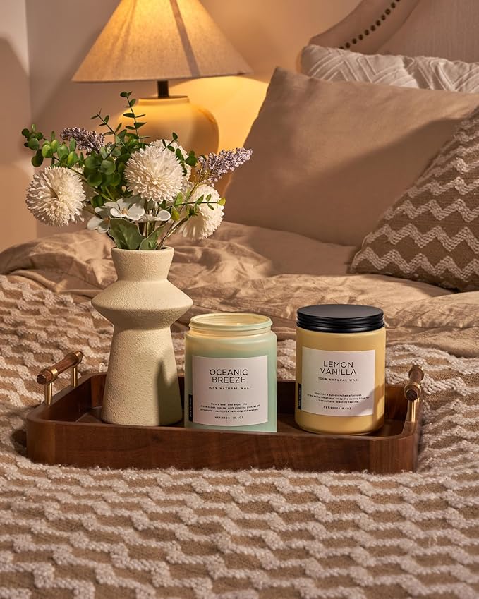 M&SENSE Candle Oceanic Breeze Scented, 19.4oz 110 Hour Long Lasting 2 Wick Pineapple & Mango Scent Natural Soy Candles for Home Scented for Stress Relief & Women/Men-Ruum Studio Home