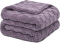 Pawque Super Soft Cozy Throw Blanket for Couch Sofa Bed - Fluffy Sherpa Fleece Reversible Thick Warm Fuzzy Blanket for All-Season, 3D Checkered Jacquard Elegant Decorative Blankets, Purple, 50" x 60"-Ruum Studio Home